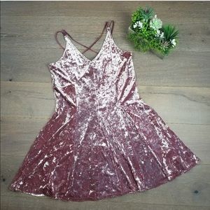 Maroon Velvet Strappy Mini Dress
